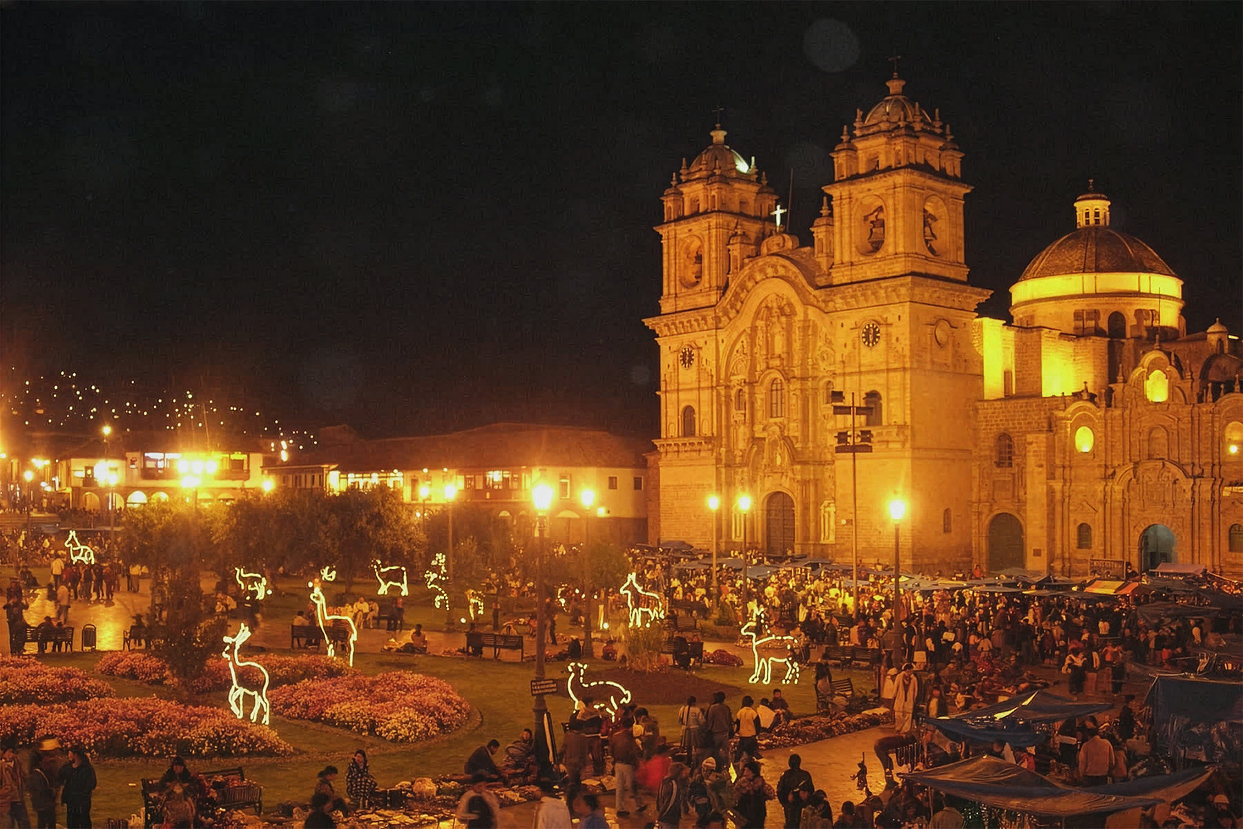 perus plaza de armas lite up at night
